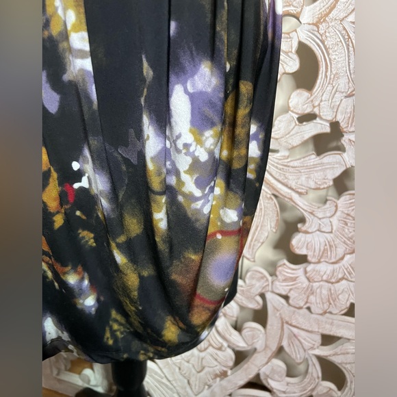 Calvin Klein Front Scoop Abstract Dark Print Dress W Belt Sz 10 - Picture 3 of 6